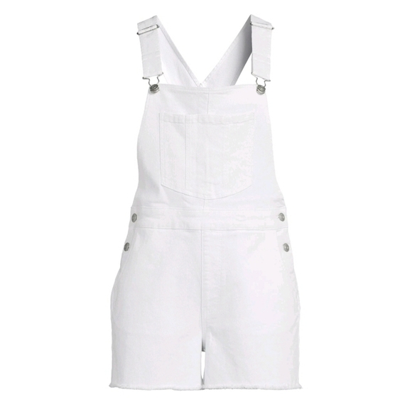 No Boundaries Y2K Relaxed Shortalls Shorts Overalls White XL 15-17 - Picture 7 of 8